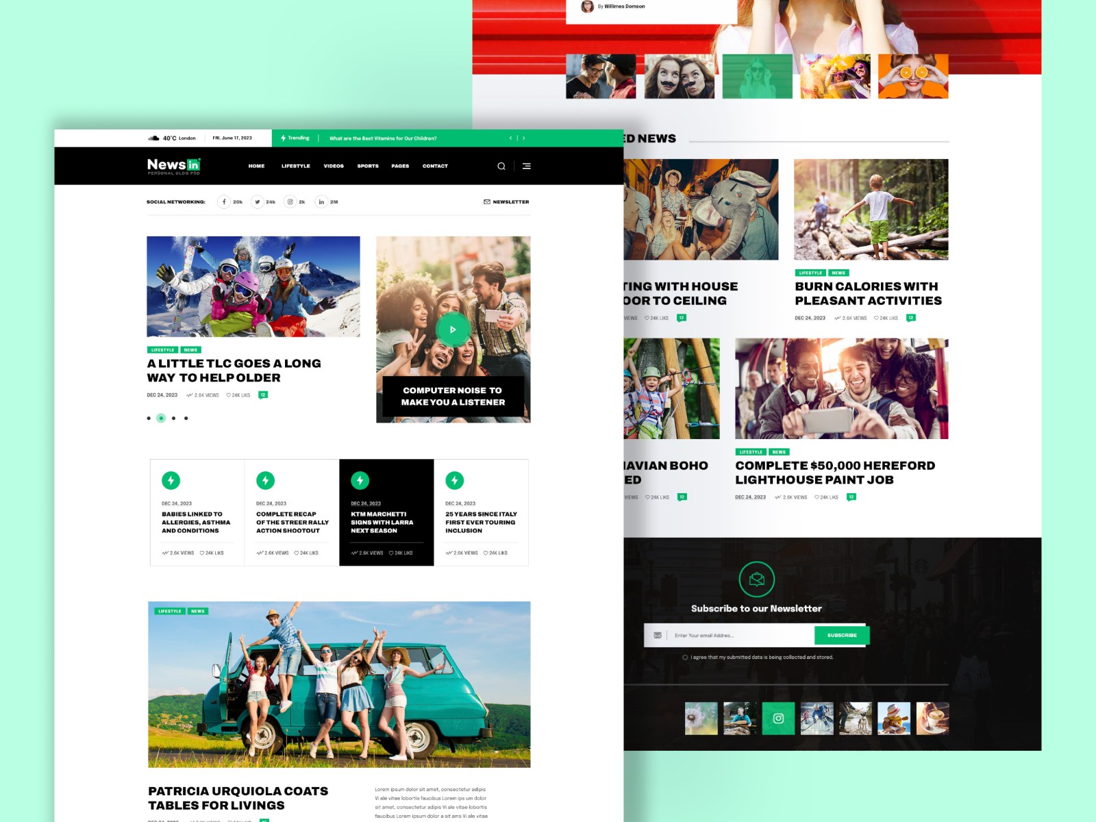 NewsIN – Modern Personal Blog PSD Template