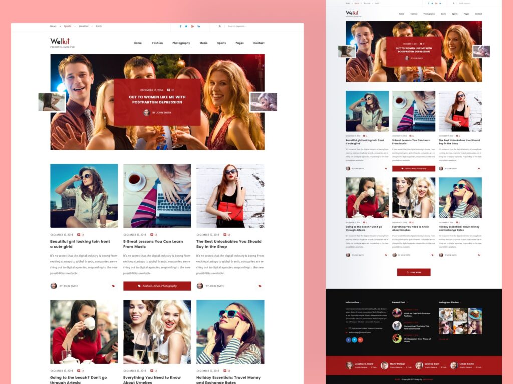 Welkit – Personal Blogging PSD Template